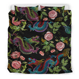 Dragons Flower Pattern Bedding Set