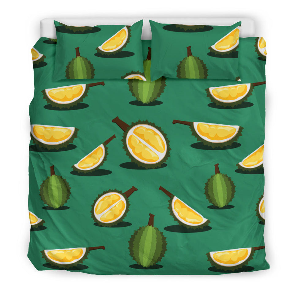 Durian Pattern Green Background Bedding Set