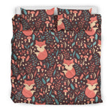 Fox Leaves Mushroom Pattern Bedding Set