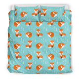 Fox Pattern Blue B Ackground Bedding Set