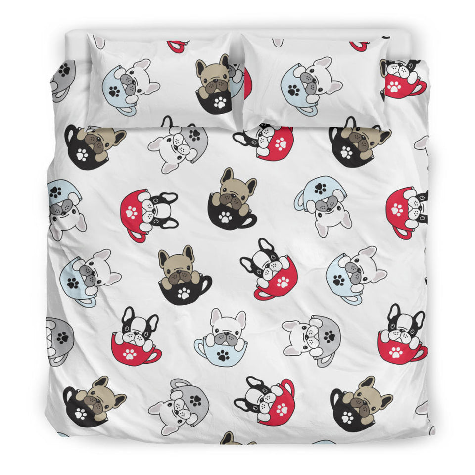 French Bulldog Cup Paw Pattern Bedding Set