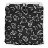 Garlic Pattern Black Background Bedding Set