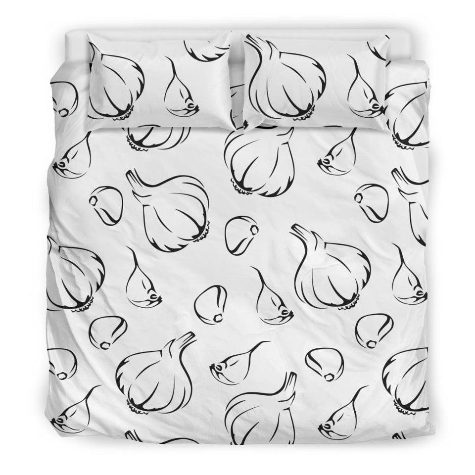 Garlic Pattern Black White Bedding Set