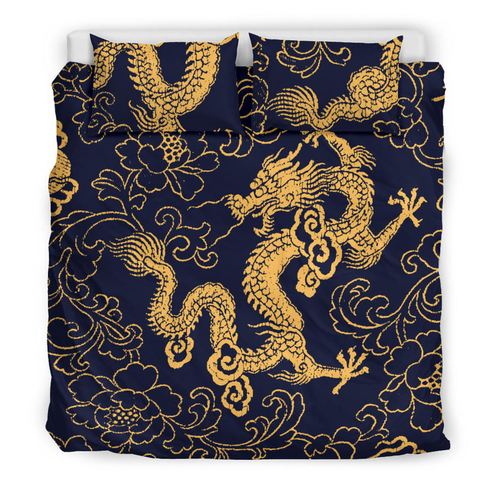 Gold Dragon Pattern Bedding Set