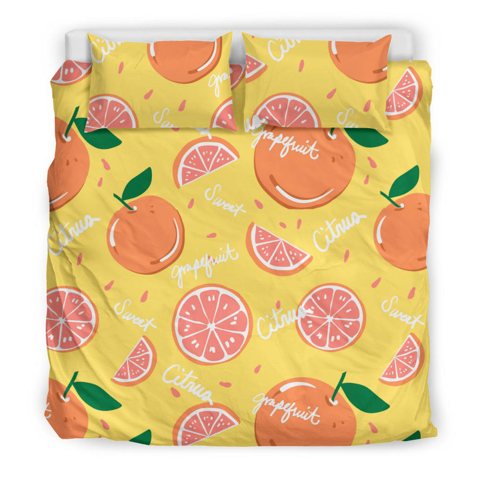 Grapefruit Yellow Background Bedding Set