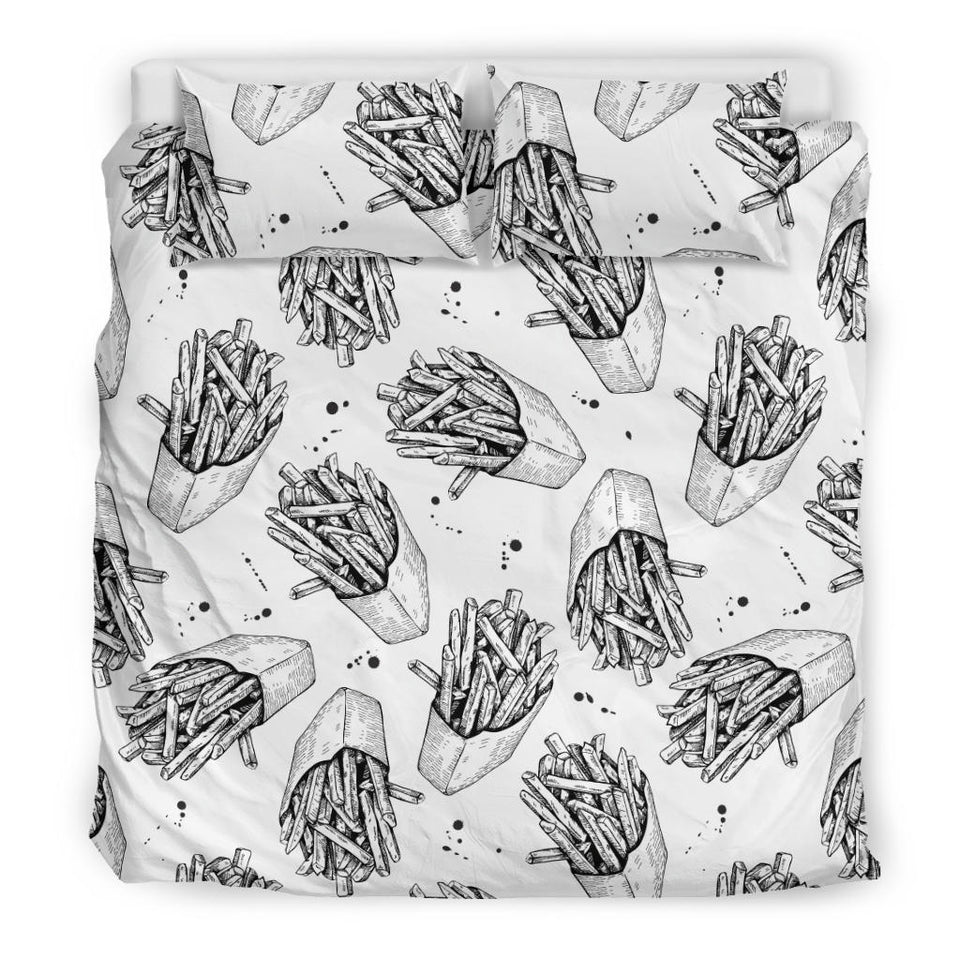Hand Drawn French Fries Pattern Bedding Set