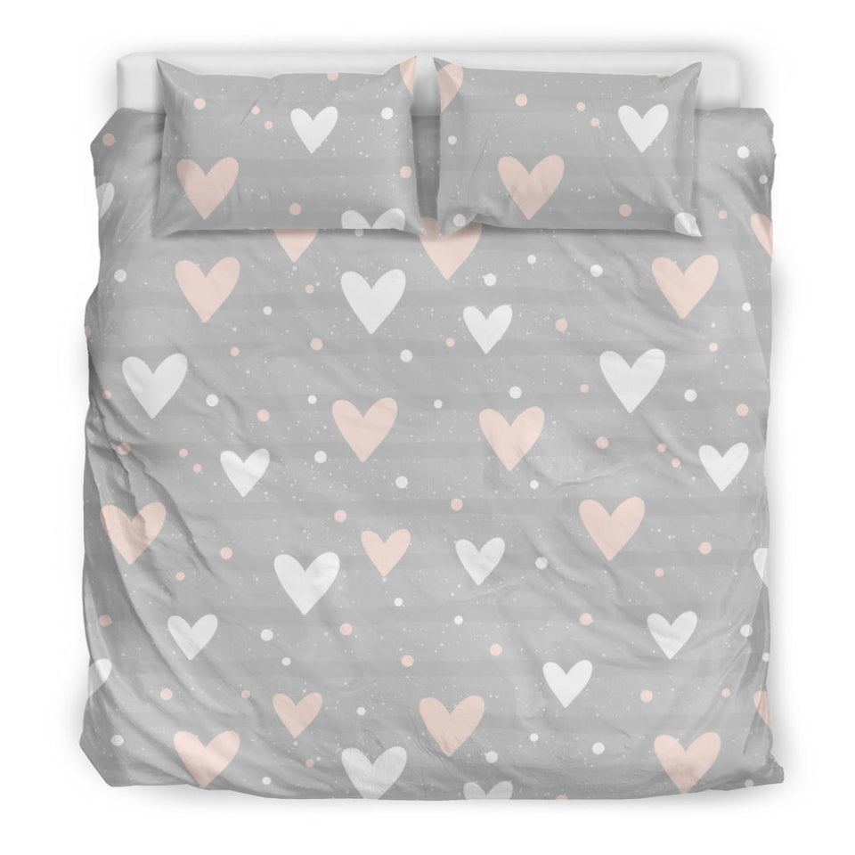 Heart Pattern Gray Background Bedding Set