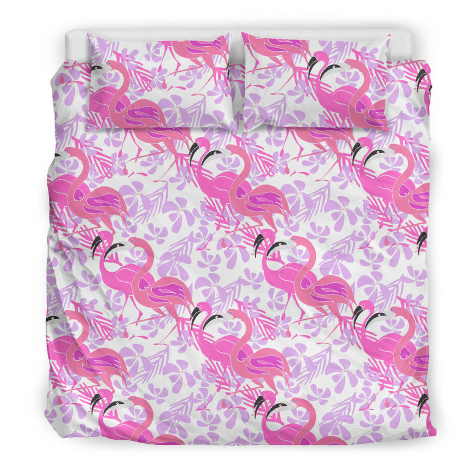 Pink Flamingo Flower Pattern Bedding Set