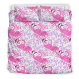 Pink Flamingo Flower Pattern Bedding Set