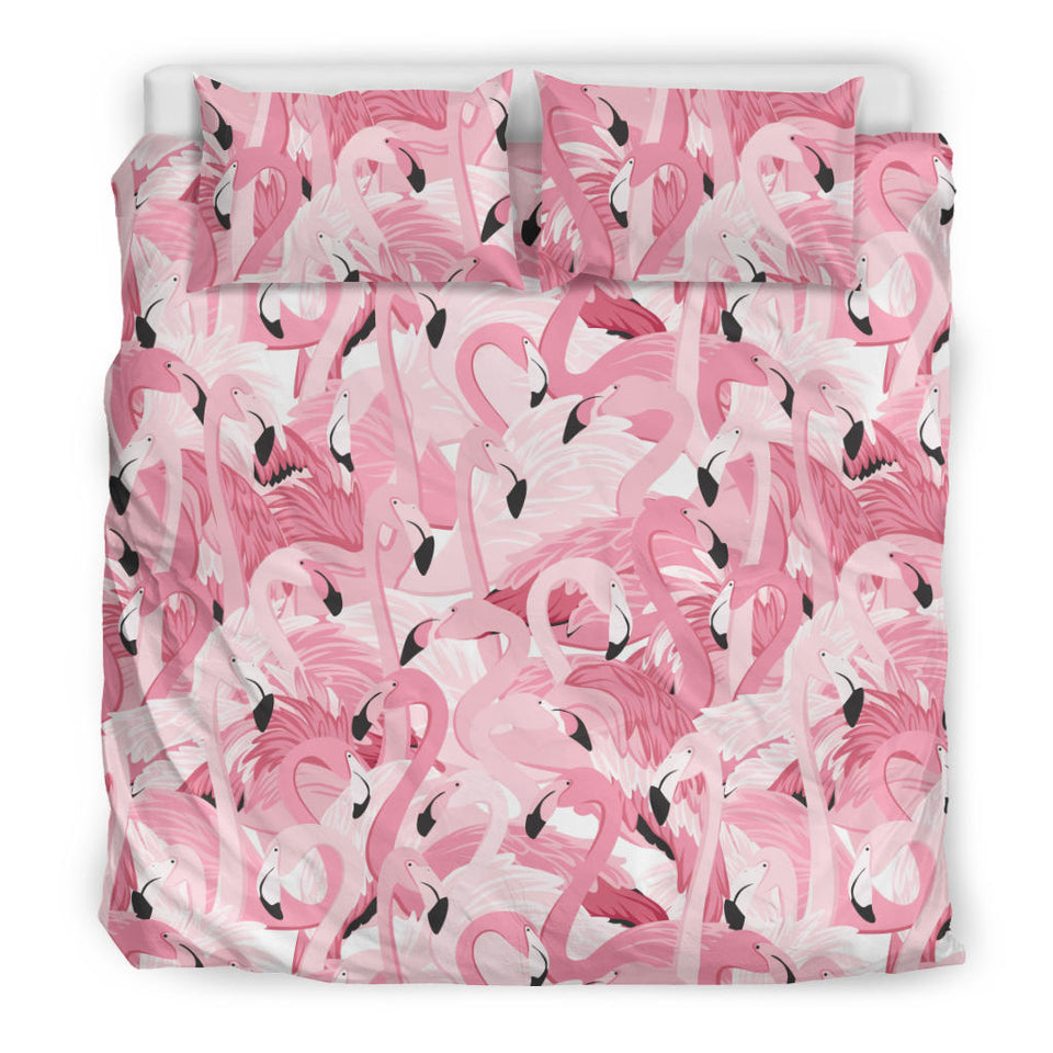 Pink Flamingos Pattern Background Bedding Set
