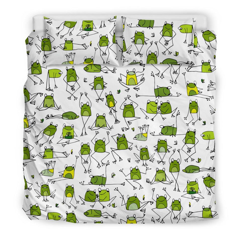 Sketch Funny Frog Pattern Bedding Set