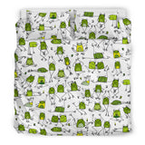 Sketch Funny Frog Pattern Bedding Set