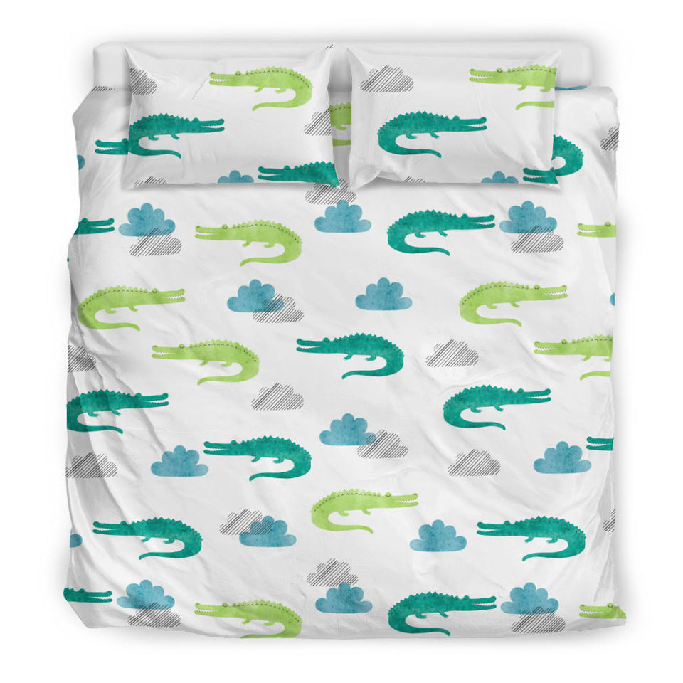 Watercolor Crocodile Pattern Bedding Set