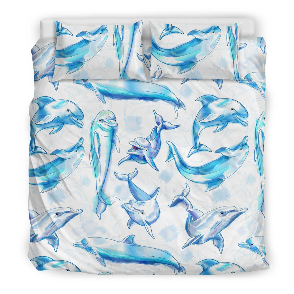Watercolor Dolphin Pattern Bedding Set