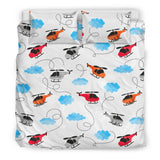 Watercolor Helicopter Cloud Pattern Bedding Set
