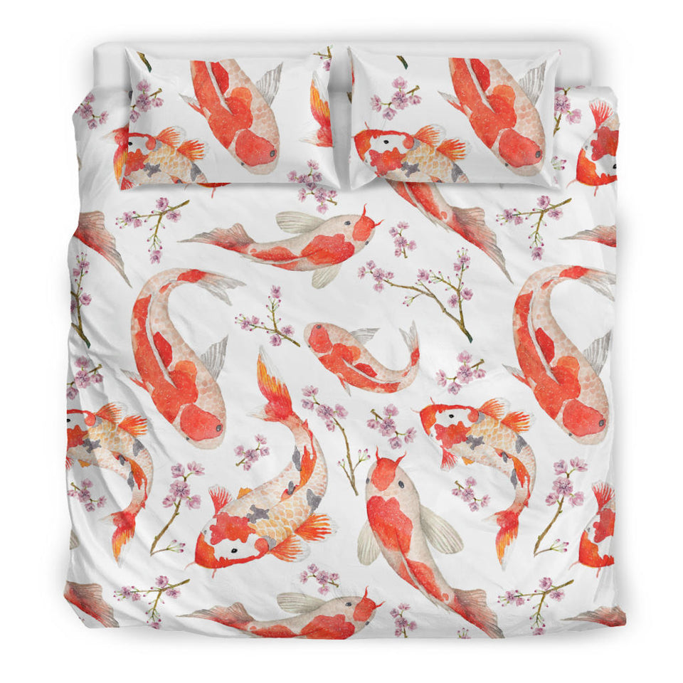 Watercolor Koi Fish Carp Fish Pattern Bedding Set