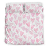 Watercolor Pink Heart Pattern Bedding Set