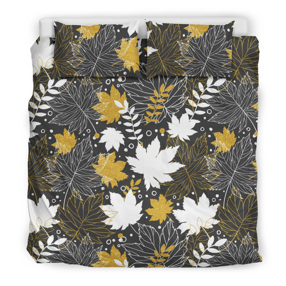 Beautiful Gold Autumn Maple Leaf Pattern Bedding Set