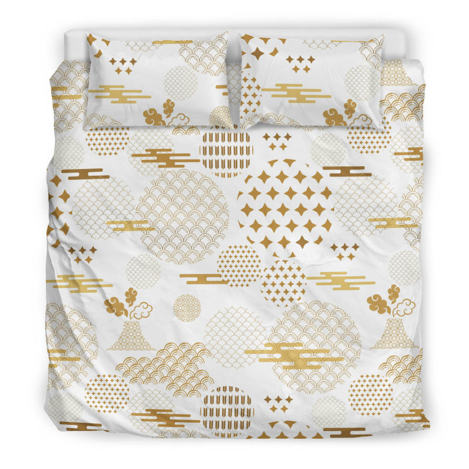 Beautiful Gold Japanese Pattern Bedding Set