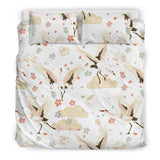 Beautiful Japanese Cranes Pattern Bedding Set
