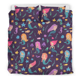 Beautiful Mermaid Fish Jellyfish Algae Other Marine World Bedding Set