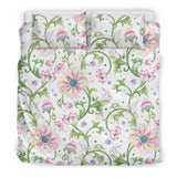 Beautiful Pink Lotus Waterlily Leaves Pattern Bedding Set