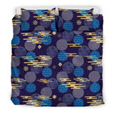 Blue Japanese Pattern Cloud Wave Flower Bedding Set