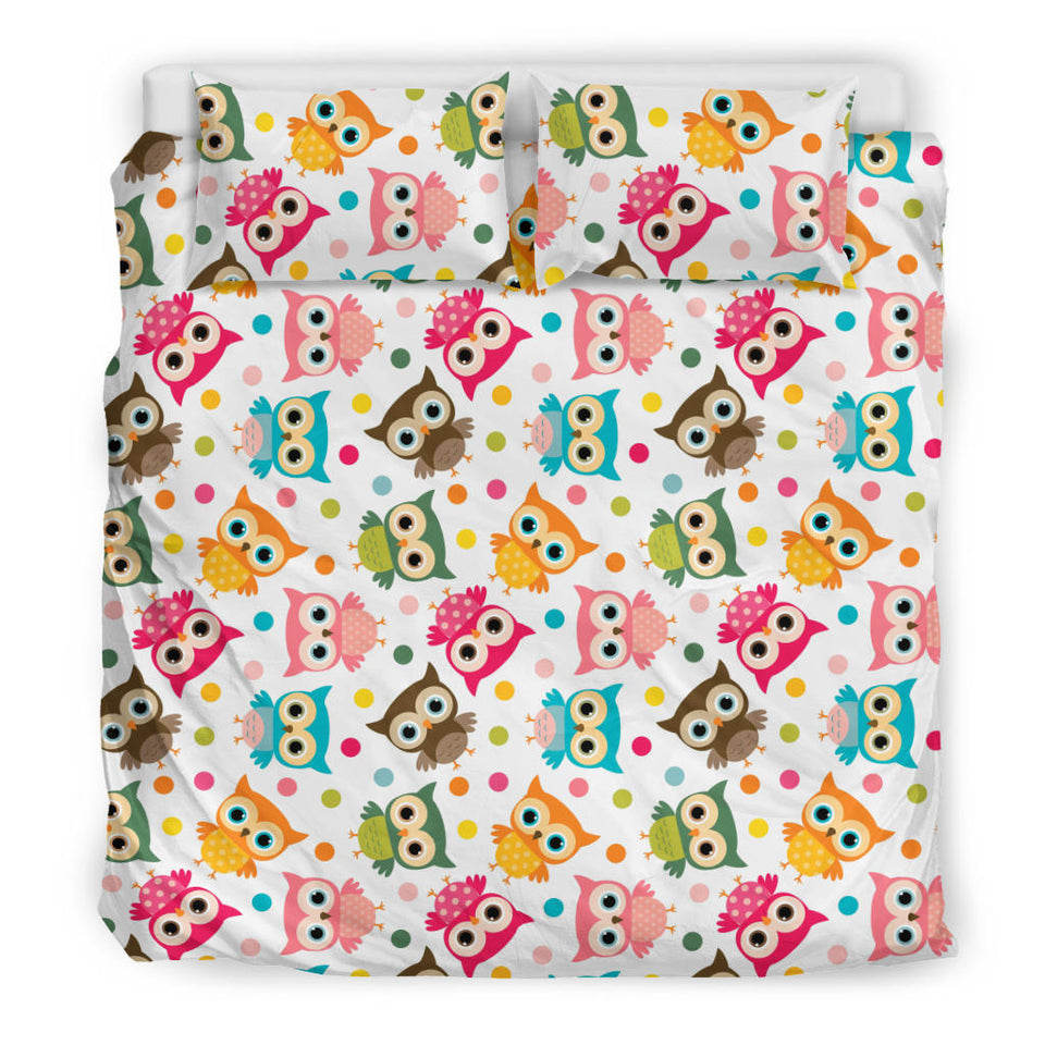 Color Cute Owl Pattern Bedding Set