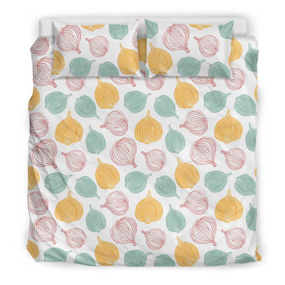 Colorful Onions White Background Bedding Set