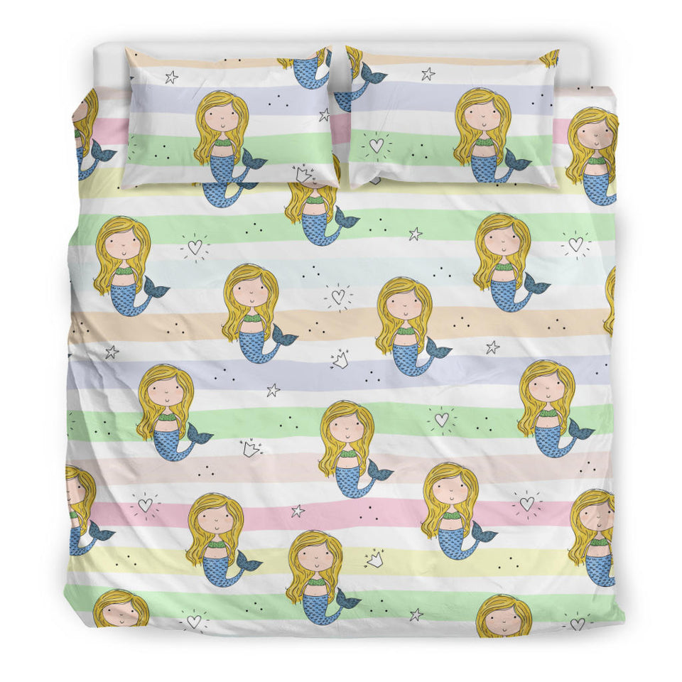 Cute Hand Drawn Mermaid Bedding Set