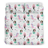 Cute Mermaid Dolphin Fish Starfish Pattern Bedding Set