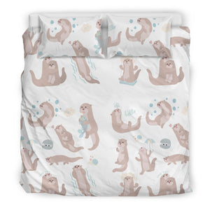 Cute Sea Otters Pattern Bedding Set