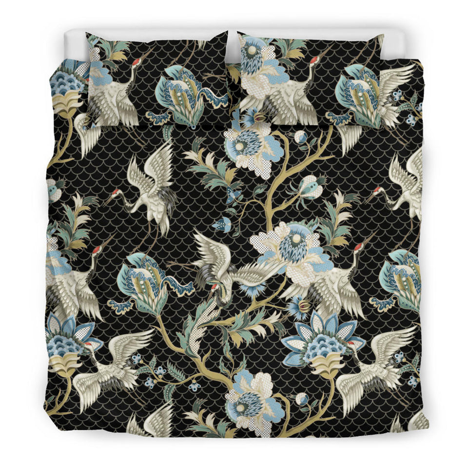 Japanese Crane Ornament Elements Bedding Set