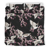 Japanese Crane Pink Sakura Pattern Bedding Set