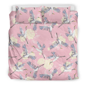Japanese Crane Rose Pattern Bedding Set