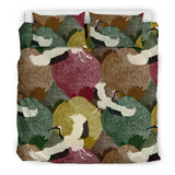 Japanese Cranes Flying Forest Dot Pattern Bedding Set