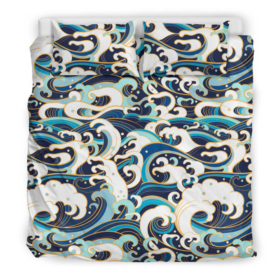 Japanese Wave Pattern Bedding Set