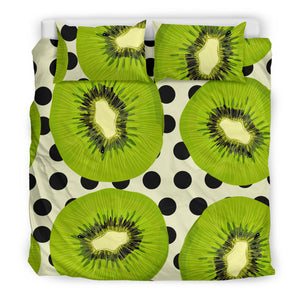 Kiwi Black Dot Background Bedding Set