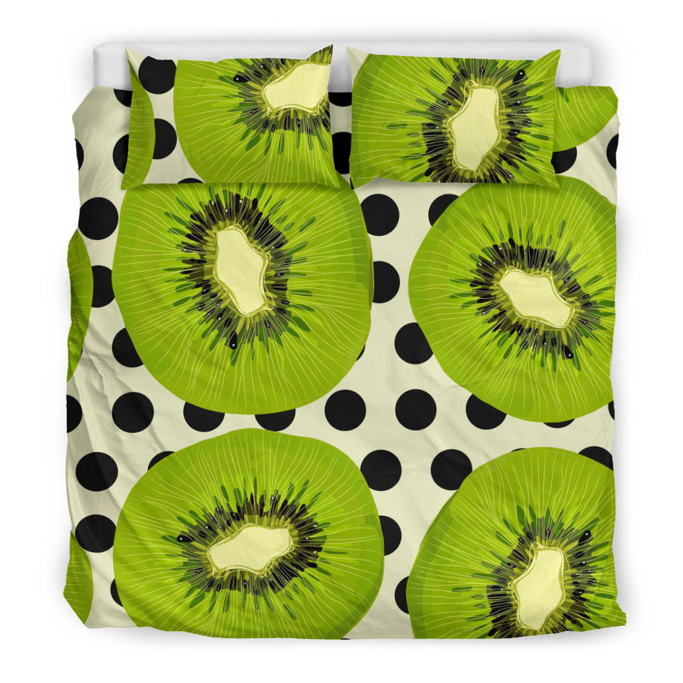 Kiwi Black Dot Background Bedding Set
