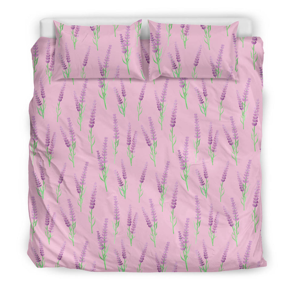 Lavender Pattern Pink Background Bedding Set