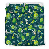 Lime Ice Flower Pattern Bedding Set