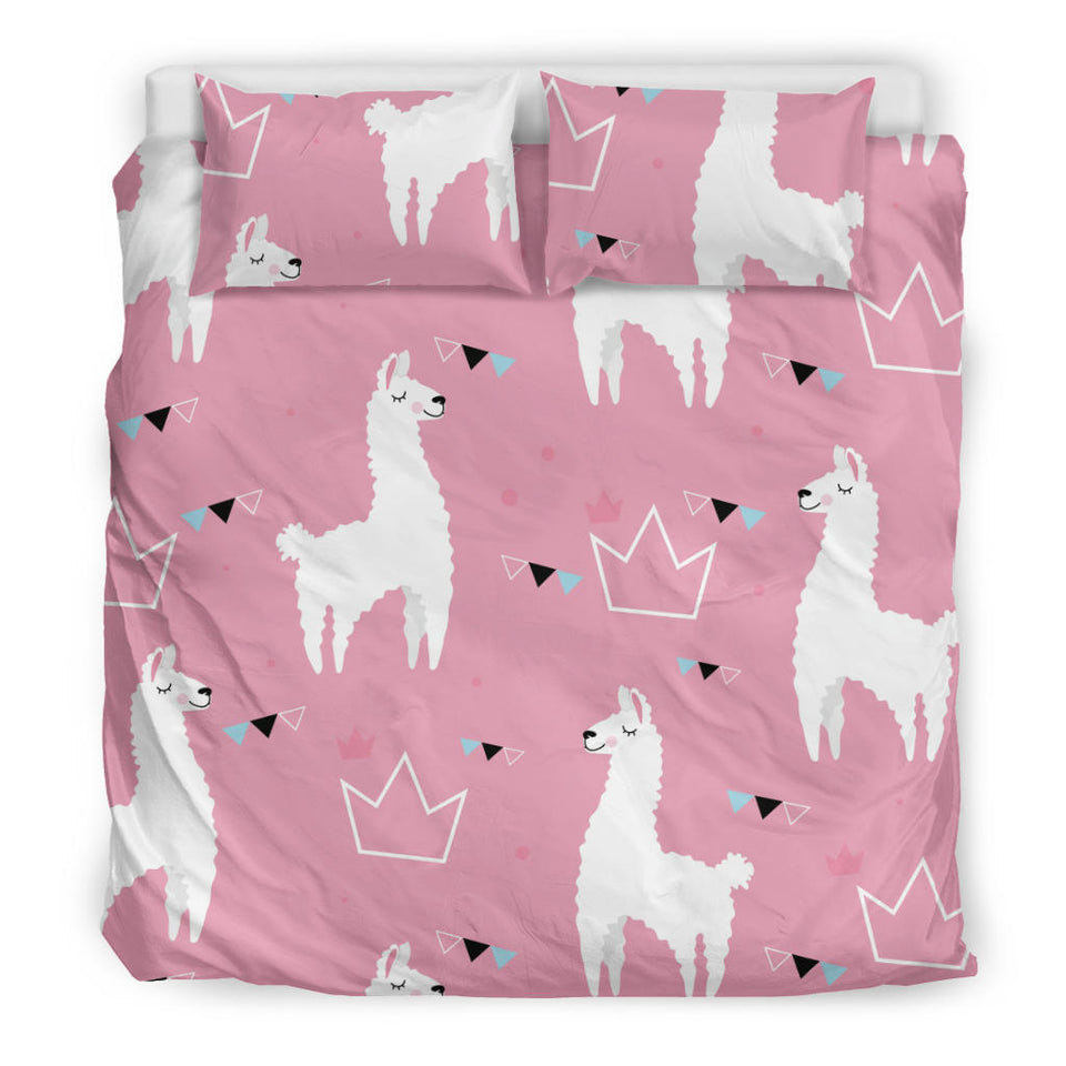 Llama Alpaca Pink Background Bedding Set