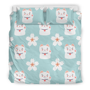 Maneki Neko Lucky Cat Sakura Bedding Set