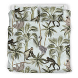 Monkey Sloth Lemur Palm Trees Pattern Bedding Set