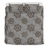 Nautical Wood Steering Wheel Pattern Bedding Set