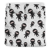 Ninja Pattern Plaid Background Bedding Set