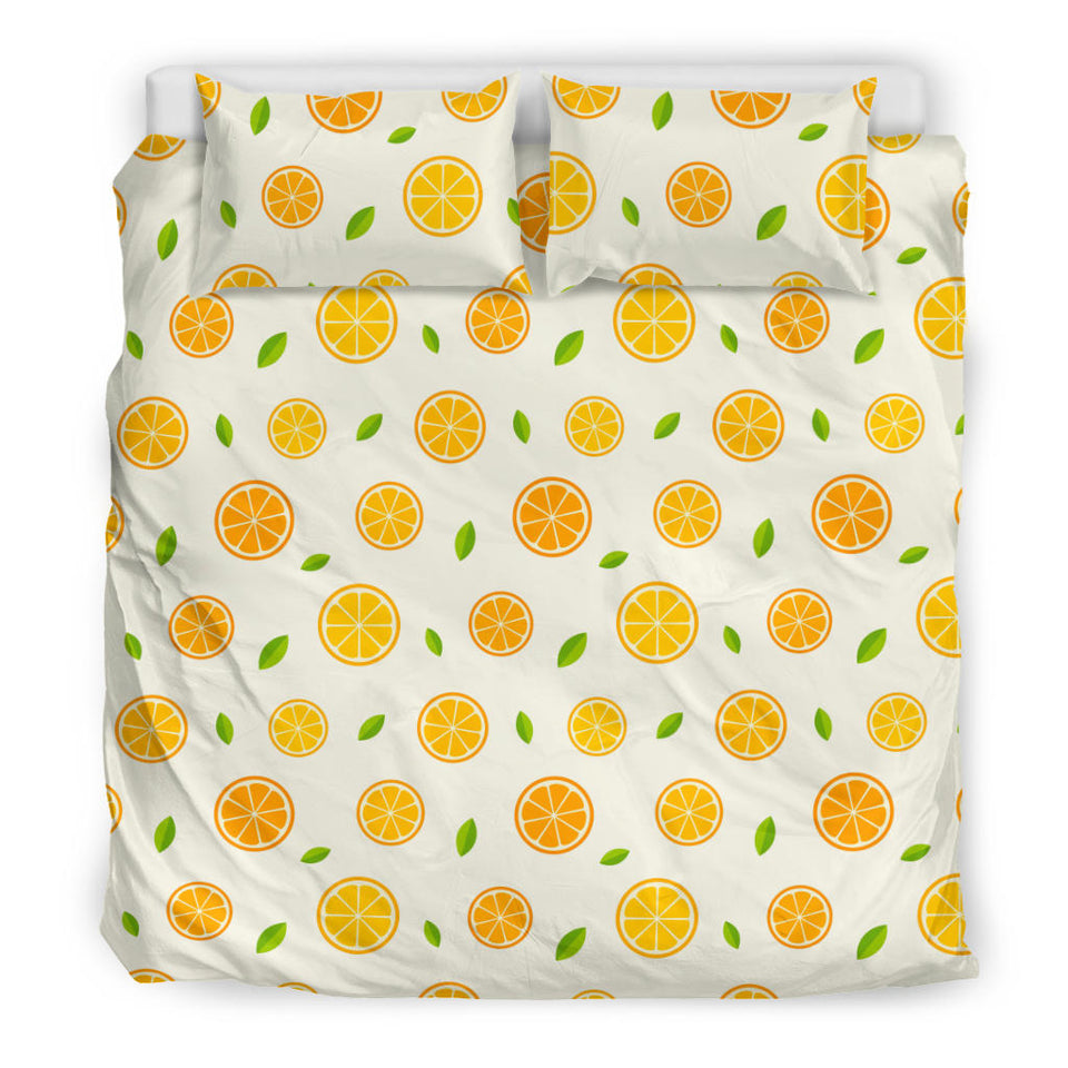 Oranges Leaves Pattern Bedding Set