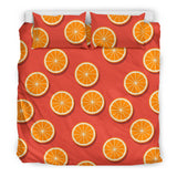 Oranges Pattern Red Background Bedding Set