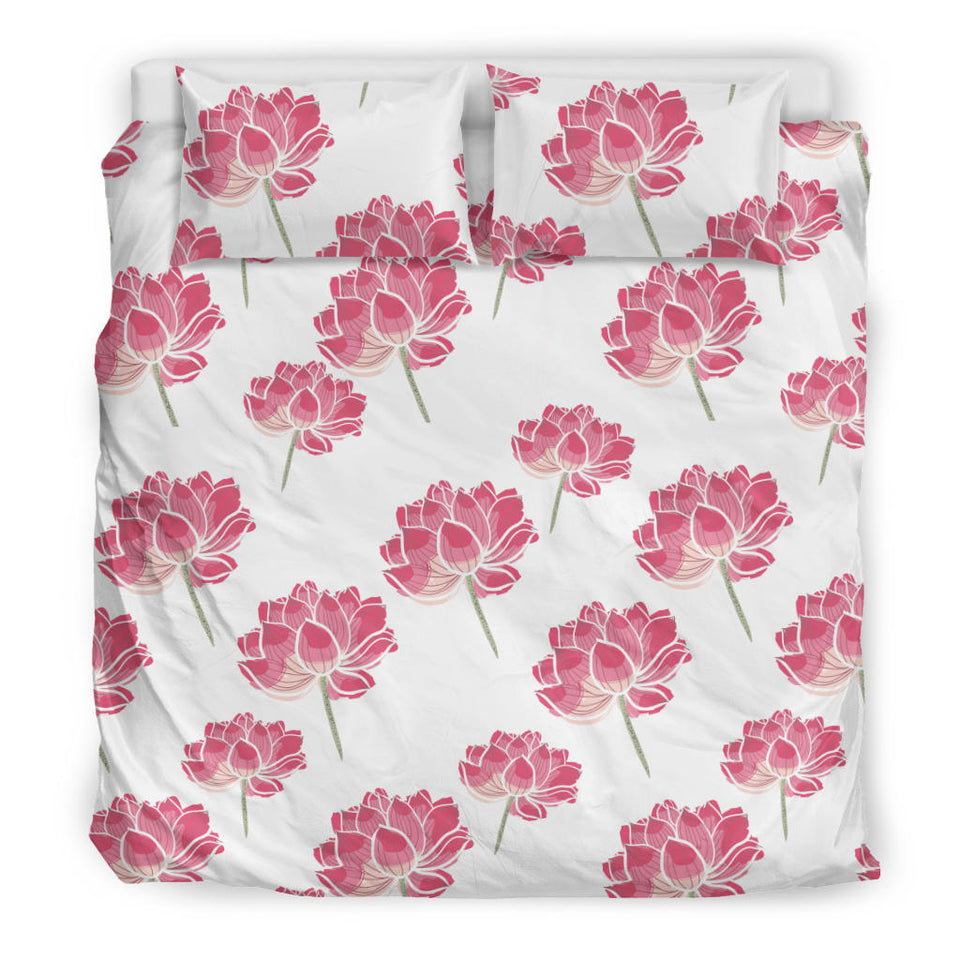 Pink Lotus Waterlily Pattern Bedding Set