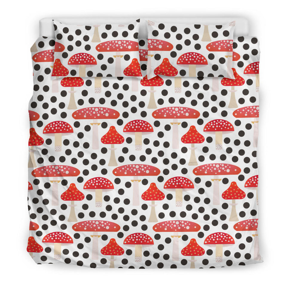 Red Mushroom Dot Pattern Bedding Set